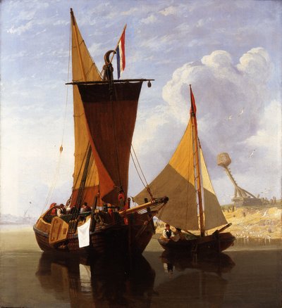 Boats on the Medway by Miles Edmund Cotman